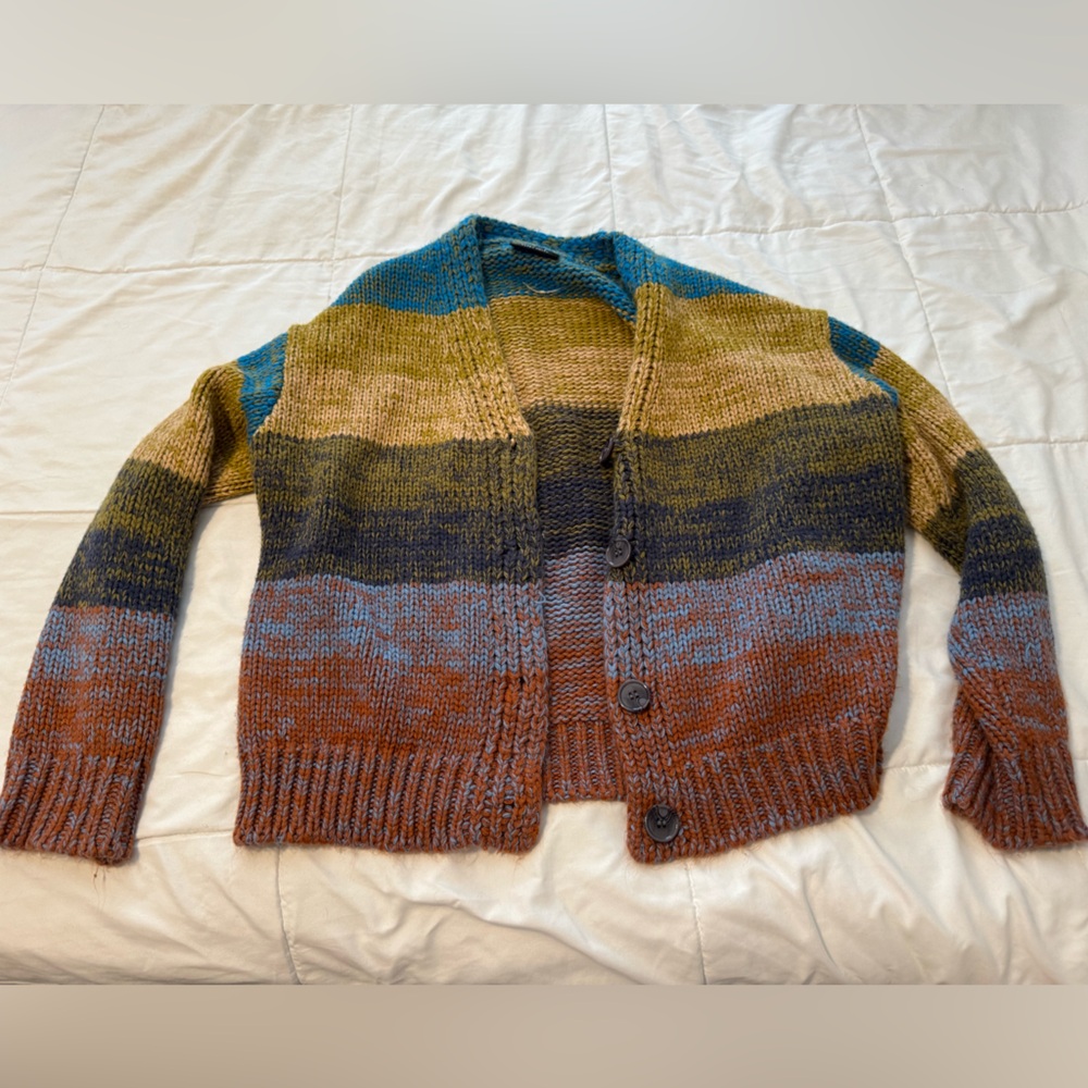 Vici Graham Earthy Tones Boyfriend Striped Cardigan - XS/S